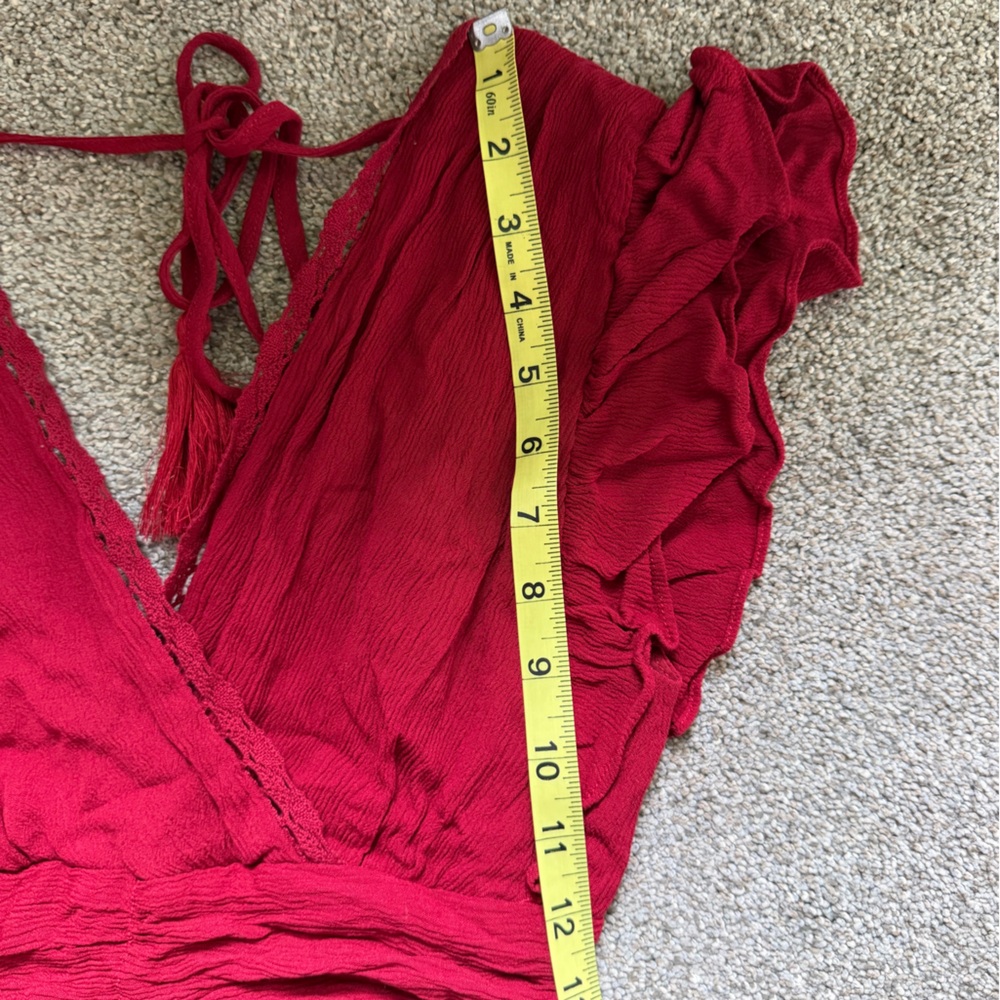 NWT Altar’d State Midi Ruffle Dress in Burgundy Red Size XS Holiday Party Guest - Picture 14 of 16